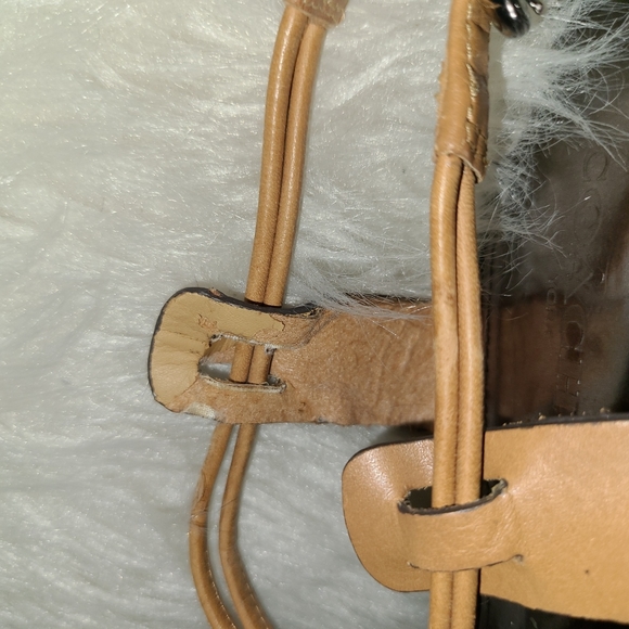 Y2K Coach Size 7.5 B Black Fabric Tan Cork Wedges - Picture 14 of 14